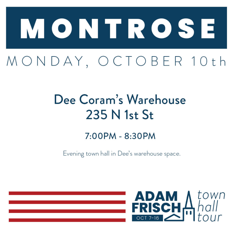 Town Hall with Adam Frisch | Monday, October 10, 2022 (7:00 to 8:30 PM)
