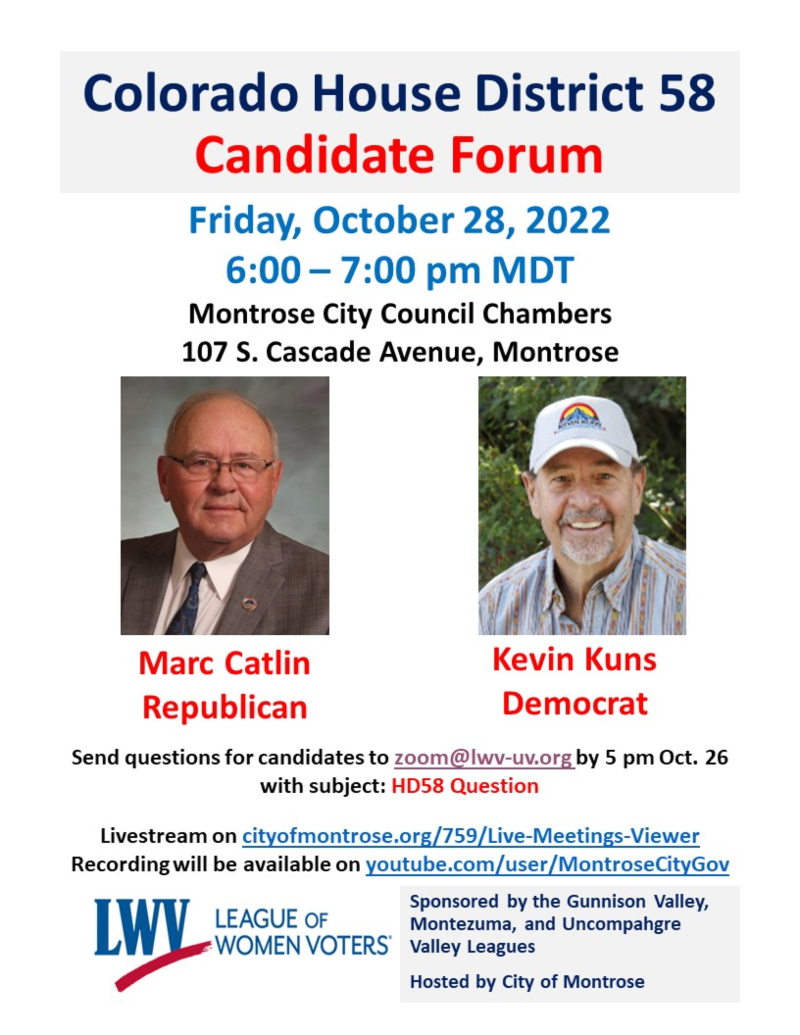 HD58 Candidate Forum | Hosted by League of Women Voters 