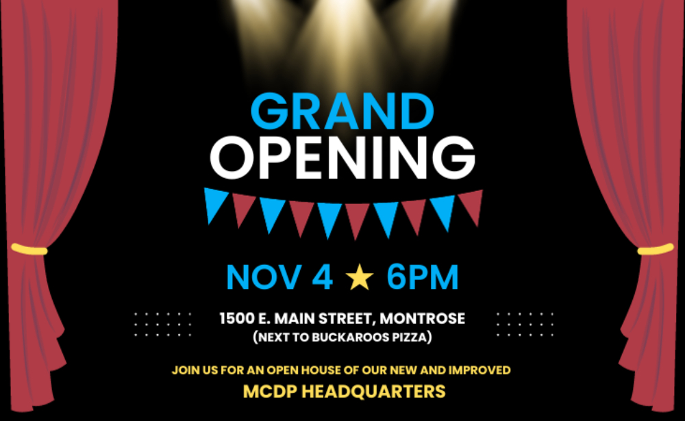 Open house for our new office at 1500 E. Main Street, next to Buckaroos Pizza and the House of Spirits on Saturday, November 4th at 6:00 PM