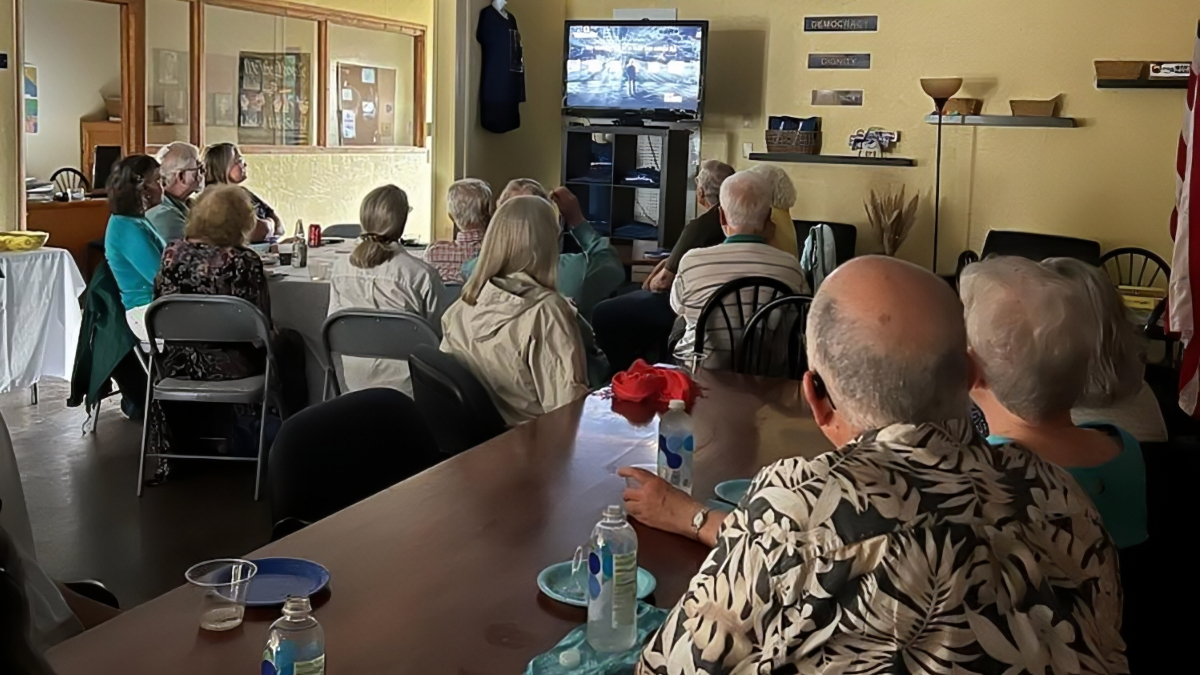 Our first DocuWatch Series event launched with the showing of "Bad Faith: Christian Nationalism’s Unholy War on Democracy" followed by a lively discussion during our potluck supper. (06-22-2024)