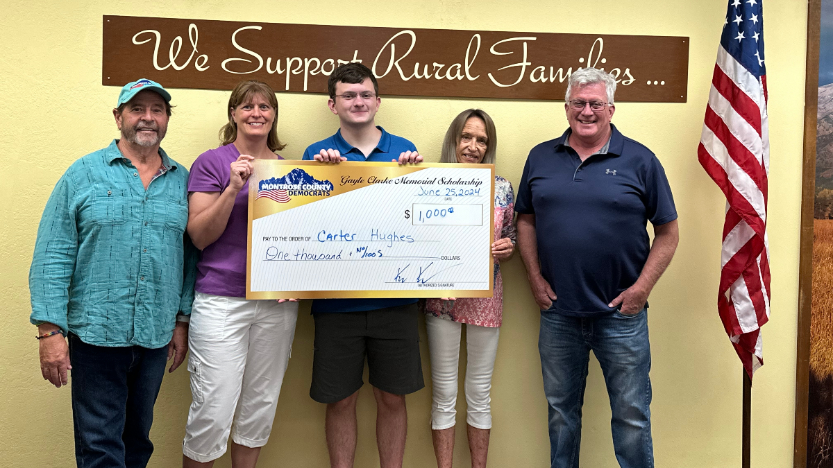 Carter Hughes is the other $1000 recipient of the Gayle Clarke Scholarship, in collaboration with the Montrose County Democratic Party. Carter will attend UC Denver in the fall, majoring in Film and Television. (06-25-2024)