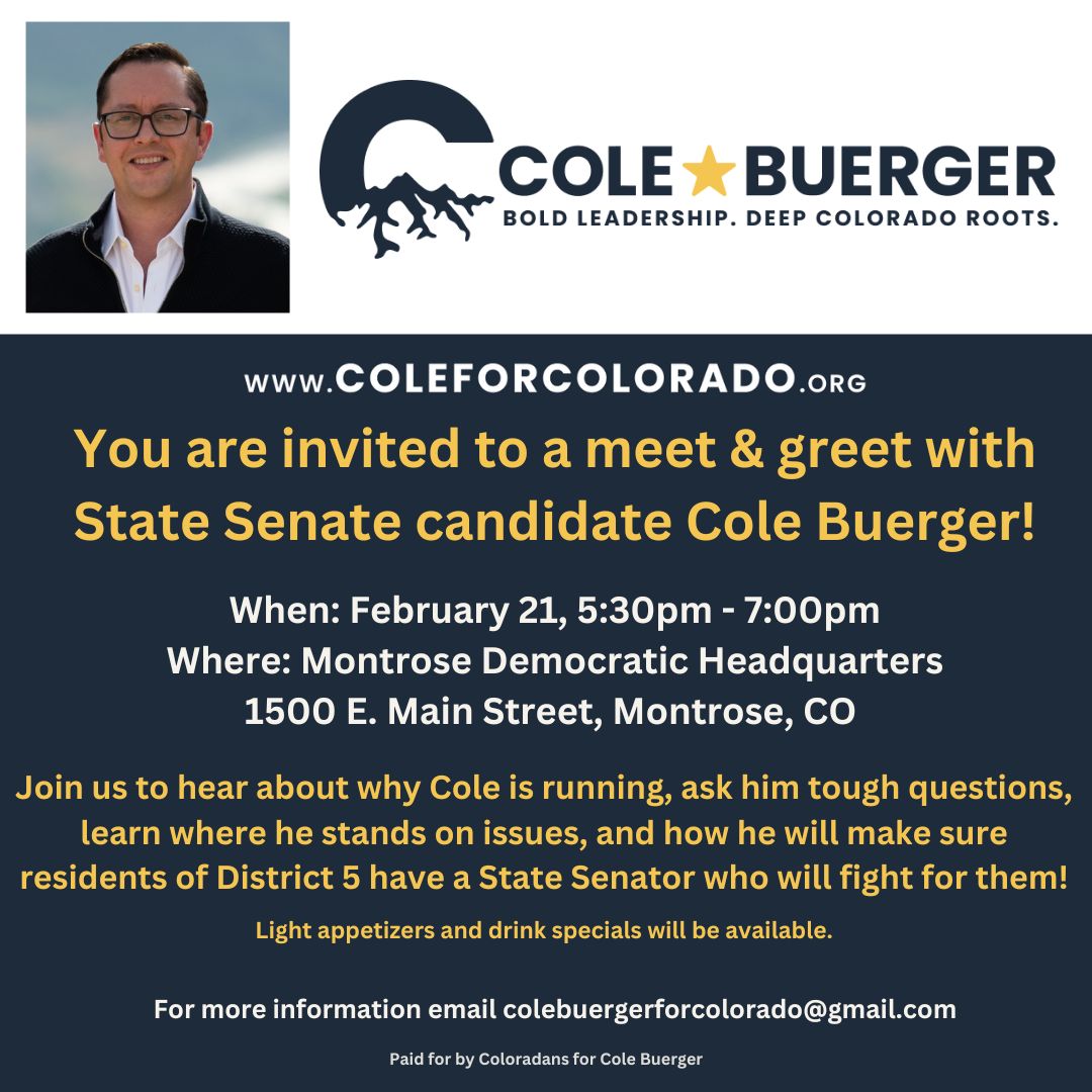 Meet & Greet with Cole Buerger | Wednesday, February 21, 2024 at 5:30 PM
