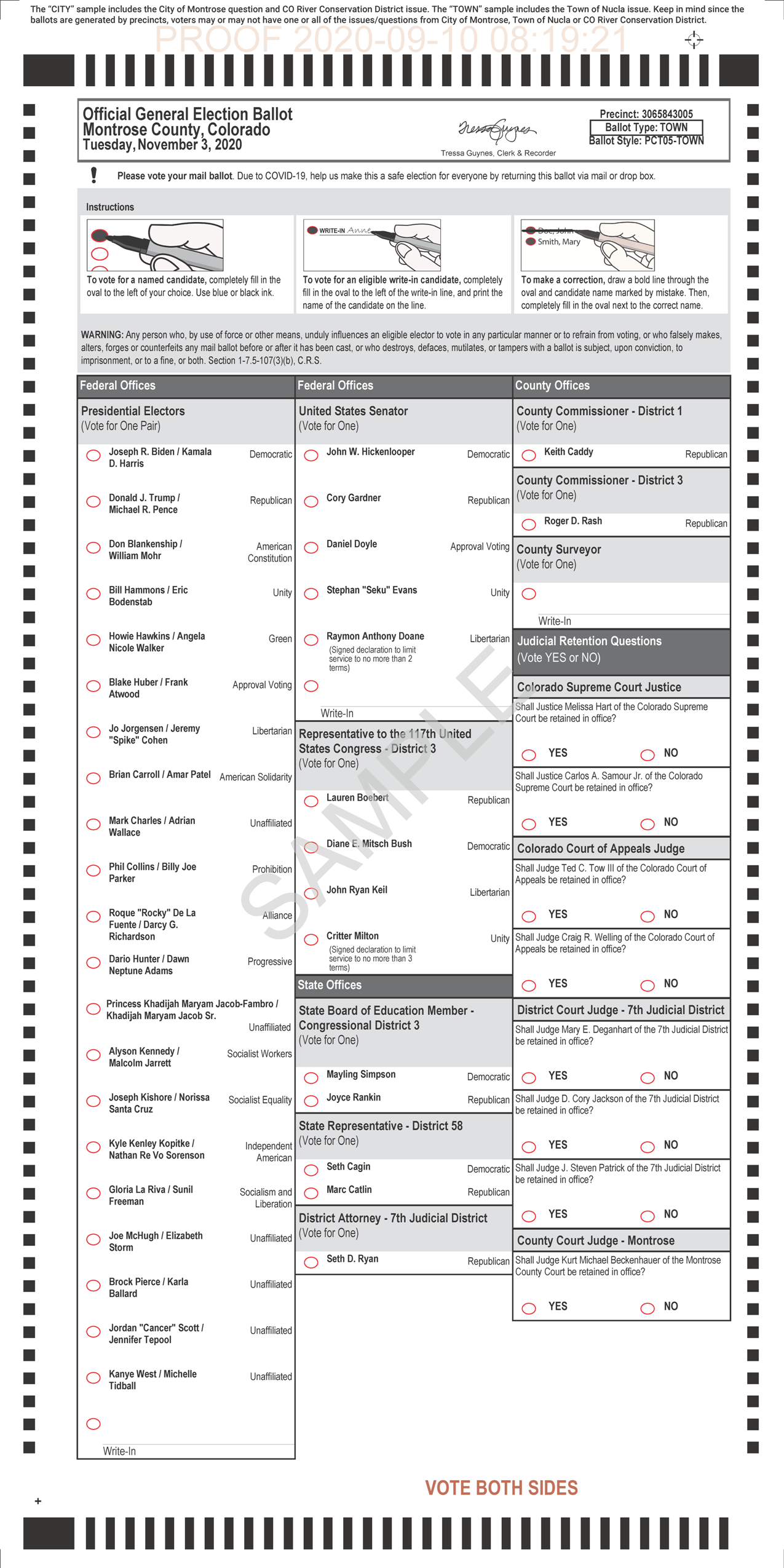 Sample General Election Ballot (TOWN)