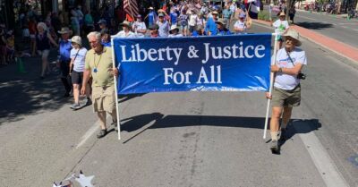 Montrose Democrats walking behind our float (photo)