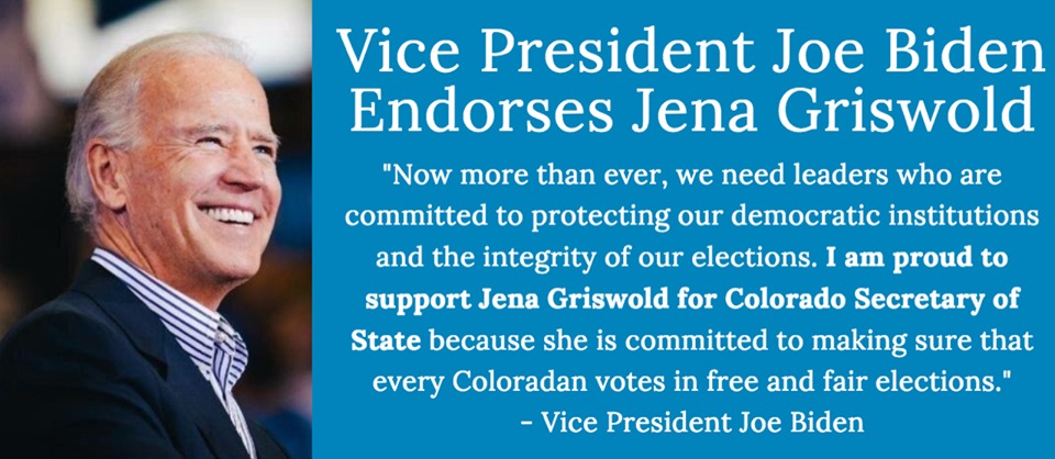 Vice President Joe Biden endorsed Jena Griswold for Colorado Secretary of State