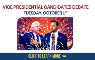 Vice Presidential Debate Watch Party at MCDP Headquarters on Tuesday, October 1st. Doors open at 6:00 PM. The debate starts at 7:00 PM. Beverages provided; bring snacks.